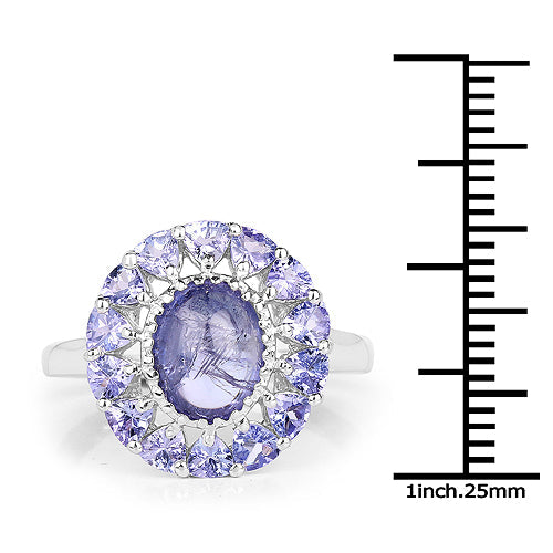 Anillo de plata de ley .925 con tanzanita genuina de 3.85 quilates