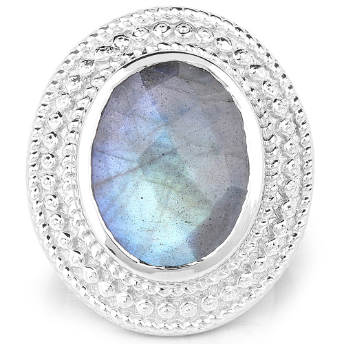 7.00 Carat Genuine Labradorite .925 Sterling Silver Ring