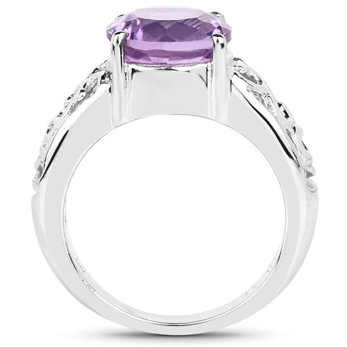 Anillo de plata esterlina .925 con amatista auténtica de 3.30 quilates