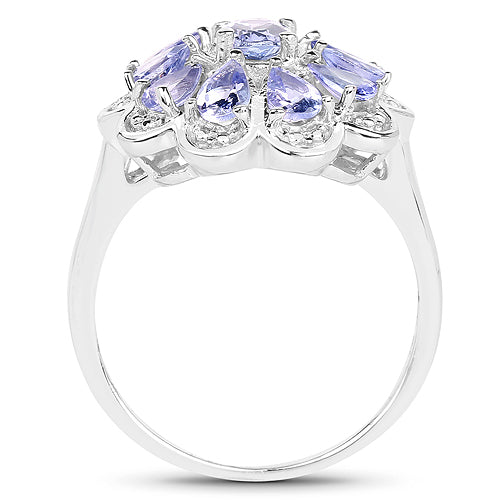 Anillo de plata de ley .925 con tanzanita genuina de 1,84 quilates