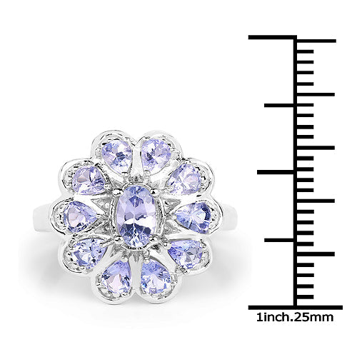 Anillo de plata de ley .925 con tanzanita genuina de 1,84 quilates