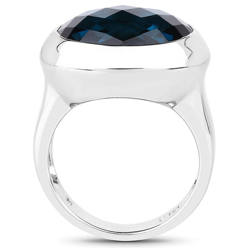 Anillo de plata de ley .925 con topacio azul de Londres genuino de 10.25 quilates