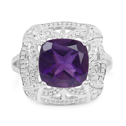 Anillo de plata de ley .925 con amatista genuina de 4.35 quilates