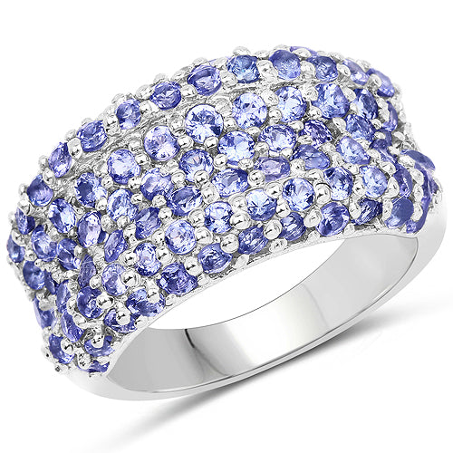 Anillo de plata de ley .925 con tanzanita genuina de 2,47 quilates
