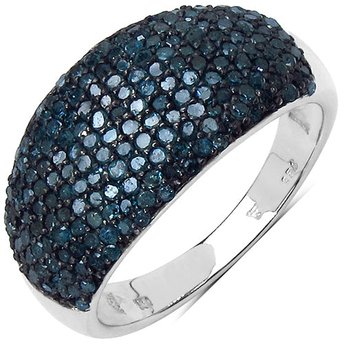 Anillo de Plata Fina con Diamante Azul Genuino de 0,99 Quilates