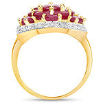 Anillo de plata de ley .925 con rubí genuino de 4.18 quilates relleno de vidrio y chapado en oro amarillo de 14 quilates