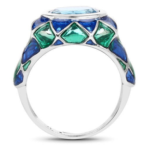 Anillo de plata de ley .925 con topacio azul suizo auténtico de 3,25 quilates