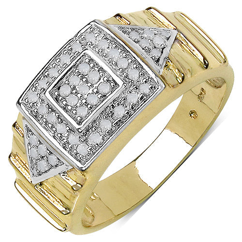 Anillo de plata de ley .925 chapado en oro amarillo de 14 quilates con diamante blanco genuino de 0,21 quilates