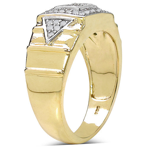 Anillo de plata de ley .925 chapado en oro amarillo de 14 quilates con diamante blanco genuino de 0,21 quilates