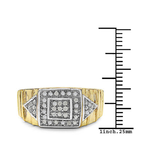 Anillo de plata de ley .925 chapado en oro amarillo de 14 quilates con diamante blanco genuino de 0,21 quilates