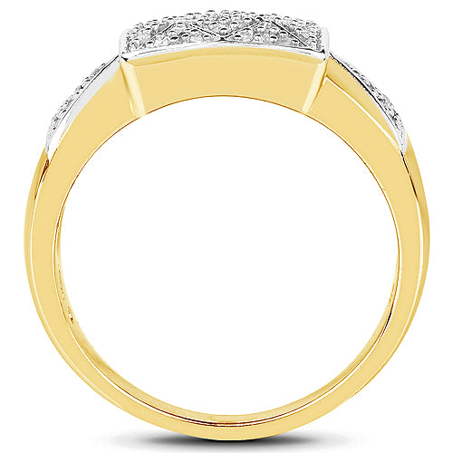 14K Yellow Gold Plated 0.21 Carat Genuine White Diamond .925 Sterling Silver Ring - image 5 of 6