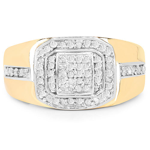 Anillo de plata de ley .925 chapado en oro amarillo de 14 quilates con diamantes blancos genuinos de 0.29 quilates