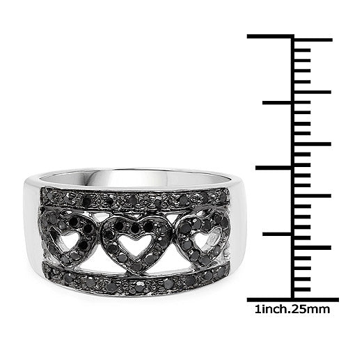 Anillo de plata de ley .925 con diamante negro auténtico de 0.32 quilates
