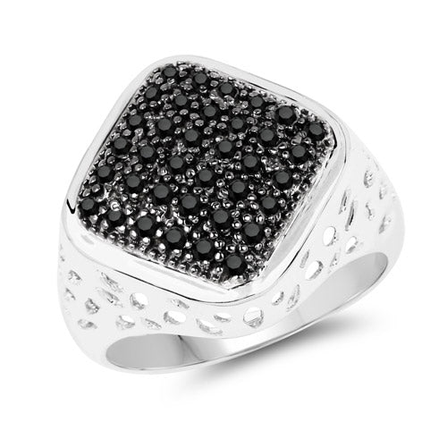 Anillo de plata de ley .925 con diamante negro auténtico de 0.54 quilates