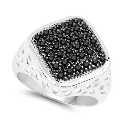 Anillo de plata de ley .925 con diamante negro auténtico de 0.54 quilates