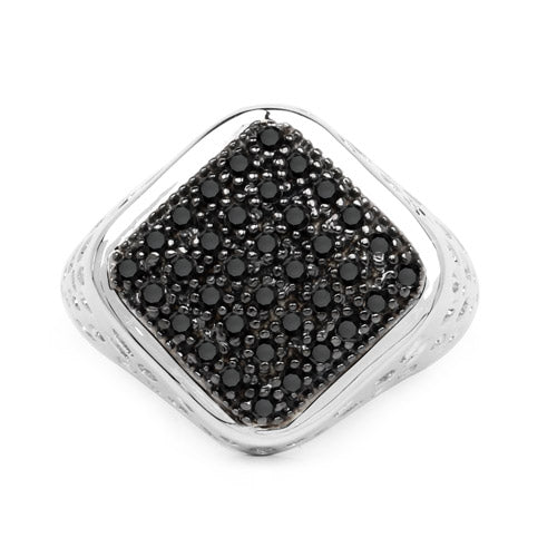 Anillo de plata de ley .925 con diamante negro auténtico de 0.54 quilates
