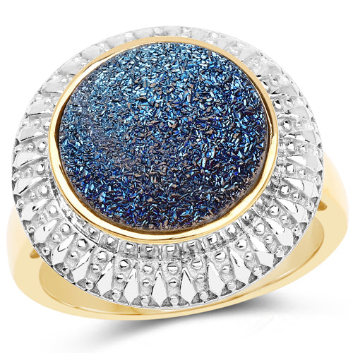 Anillo de plata de ley .925 con drusa de cobalto azul genuino de 4,90 quilates
