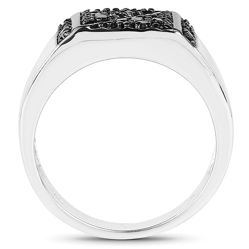 Anillo de plata esterlina .925 con diamante negro auténtico de 0.35 quilates