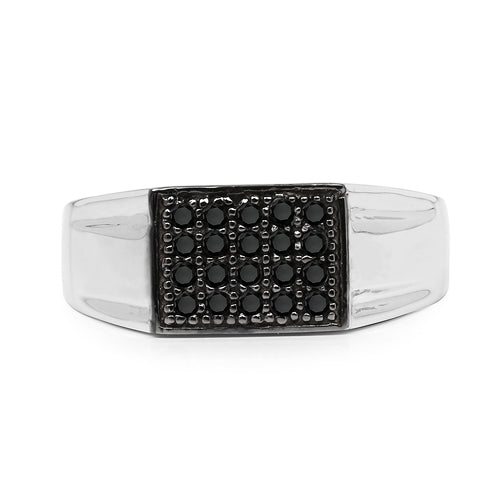 Anillo de plata de ley .925 con diamante negro auténtico de 0.30 quilates