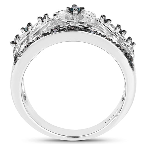 Anillo de Plata de ley .925 con Diamante Azul Genuino de 0,31 Quilates