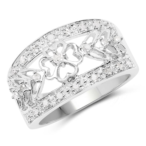 Anillo de plata esterlina .925 con diamante blanco genuino de 0.31 quilates