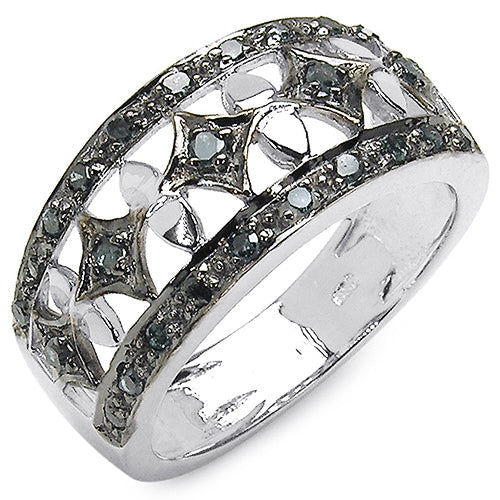 Anillo de plata de ley .925 con diamante azul genuino de 0,29 quilates