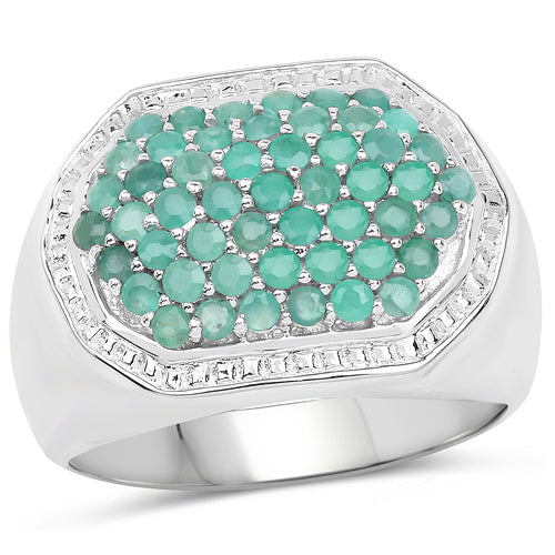 Anillo de plata de ley .925 con esmeralda genuina de 1,43 quilates