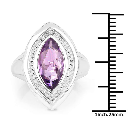 Anillo de plata de ley .925 con amatista genuina de 2.00 quilates