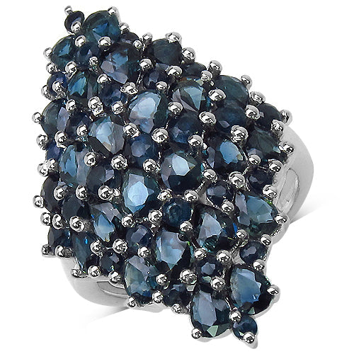 Anillo de plata esterlina .925 con zafiro azul genuino de 4.70 quilates