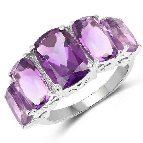 Anillo de Plata de Ley .925 con Amatista Genuina de 11.10 Quilates