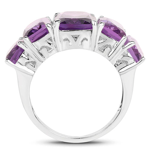 Anillo de Plata de Ley .925 con Amatista Genuina de 11.10 Quilates