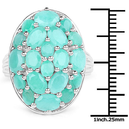 Anillo de Plata Fina .925 con Esmeralda Genuina de 5.48 Quilates