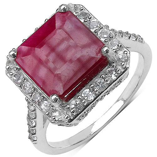 Anillo de Plata de Ley .925 con Rubí Genuino de 5.35 Quilates