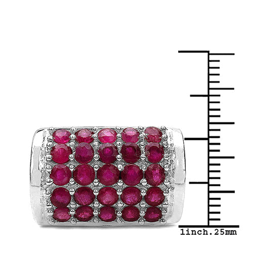 Anillo de plata de ley .925 con rubí auténtico de 3.01 quilates y diamantes blancos
