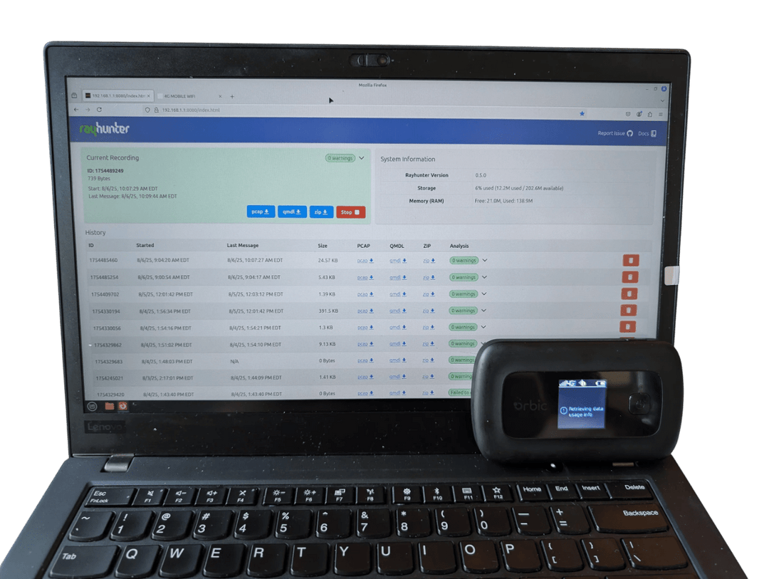Orbic RCL400 LTE Hotspot with RayHunter + DagShell Installed - Privacy, IMSI Catcher Detection & Network Research Tool
