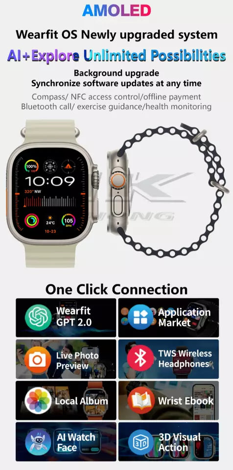 iTech Watch Ultra 2 49mm - AI Upgraded Smartwatch - with Wi-Fi and TikTok App!