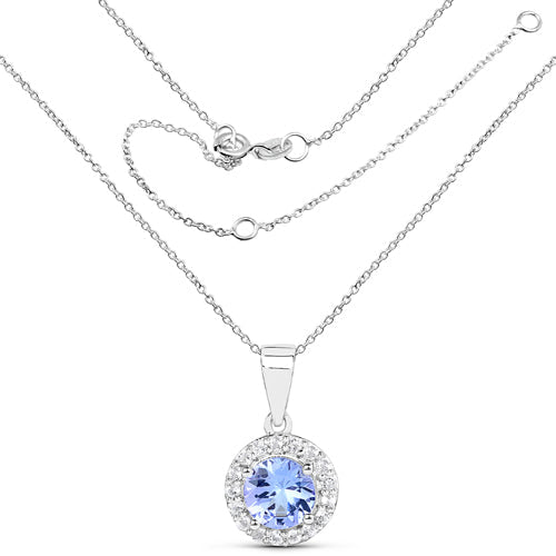Conjunto de Joyas de 3 Piezas de Plata Esterlina .925 con Tanzanita Genuina de 3.77 Quilates y Topacio Blanco (Anillo, Aretes y Dije con Cadena)