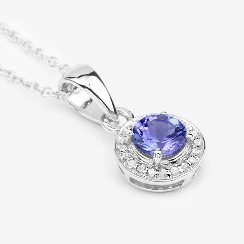 Colgante de plata de ley .925 con tanzanita auténtica de 1,05 quilates y topacio blanco