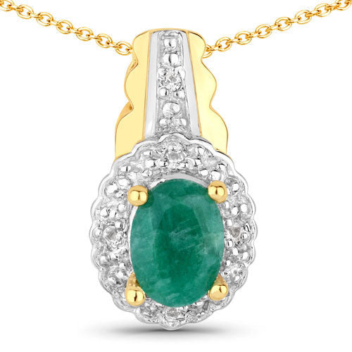 1.71 Carat Dyed Emerald and White Topaz .925 Sterling Silver Jewelry Set