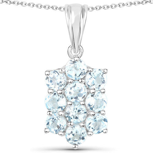 Conjunto de joyas de 3 piezas de plata de ley .925 con topacio azul genuino de 8.80 quilates (anillo, pendientes y colgante con cadena)