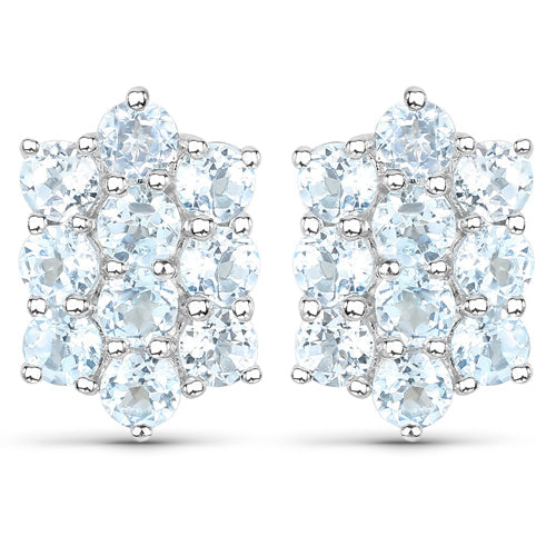 Conjunto de joyas de 3 piezas de plata de ley .925 con topacio azul genuino de 8.80 quilates (anillo, pendientes y colgante con cadena)