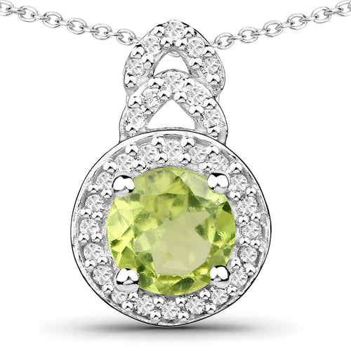 Juego de joyas de plata de ley .925 con peridoto auténtico de 2,68 quilates y topacio blanco