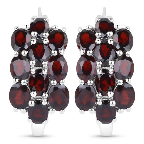 Conjunto de joyas de 3 piezas de plata esterlina .925 con granate genuino de 10,40 quilates (anillo, pendientes y colgante con cadena)