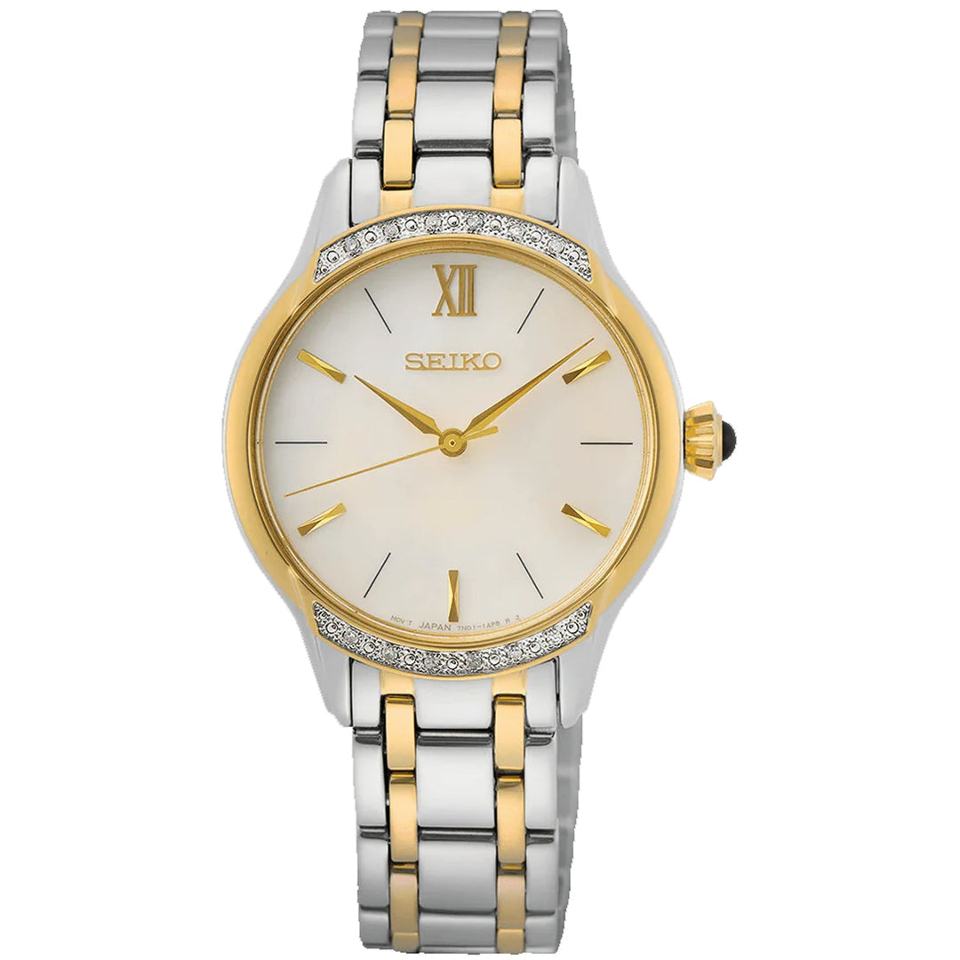 Seiko de mujer de acero inoxidable con esfera color crema