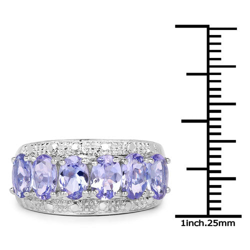 Anillo de plata de ley .925 con tanzanita genuina de 2.64 quilates