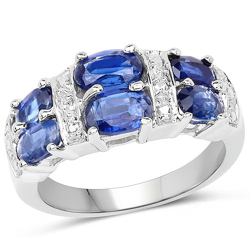 Anillo de plata de ley .925 con cianita genuina de 2.44 quilates