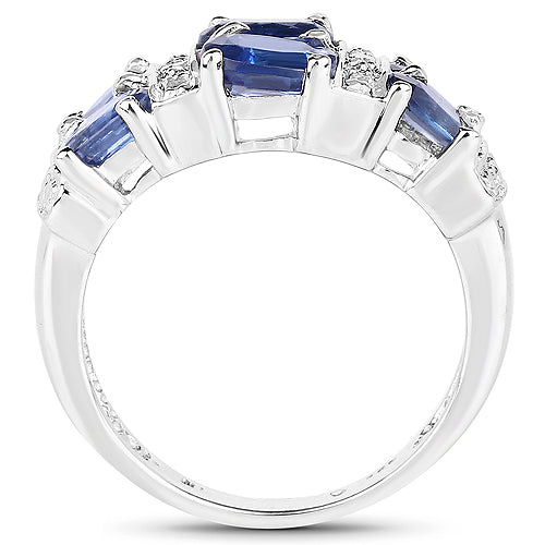 Anillo de plata de ley .925 con cianita genuina de 2.44 quilates