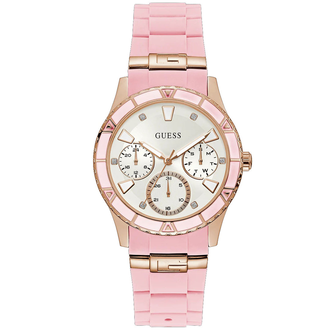 Guess Women's Pink Rose Gold Tone Multi-function