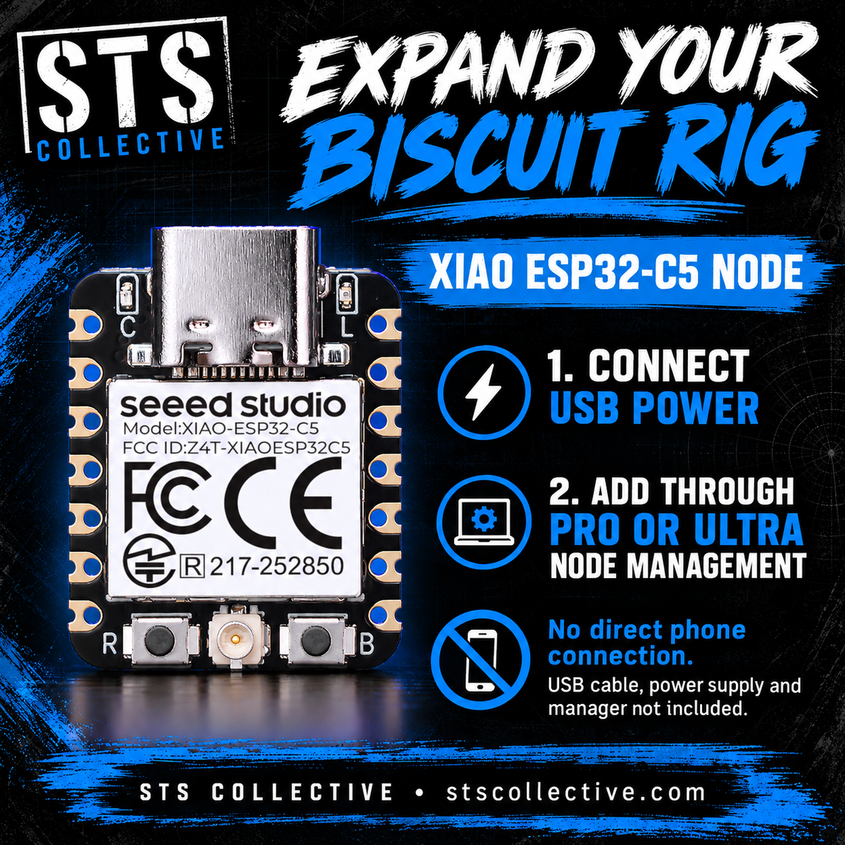 Biscuit Expansion Node XIAO ESP32-C5 | Unsoldered Headers | Firmware Preinstalled